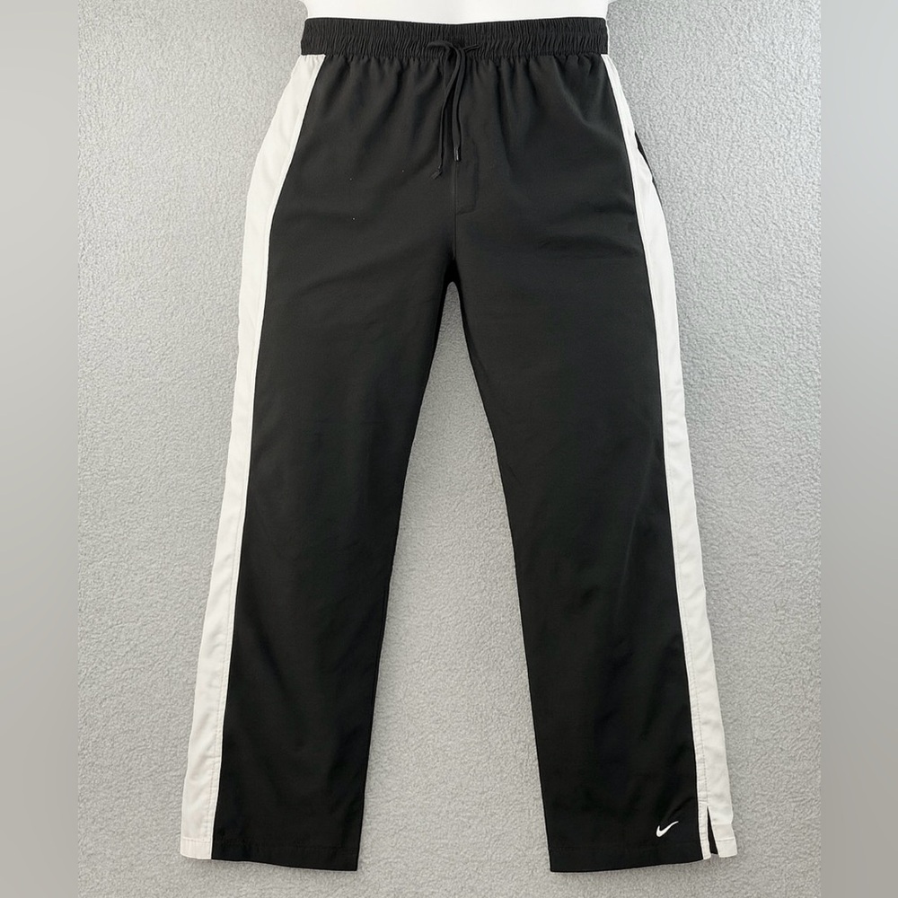 NIKE Vintage Y2K wide leg track pants black with white stripe size XS